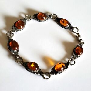 Vtg. Silver and Amber Bracelet